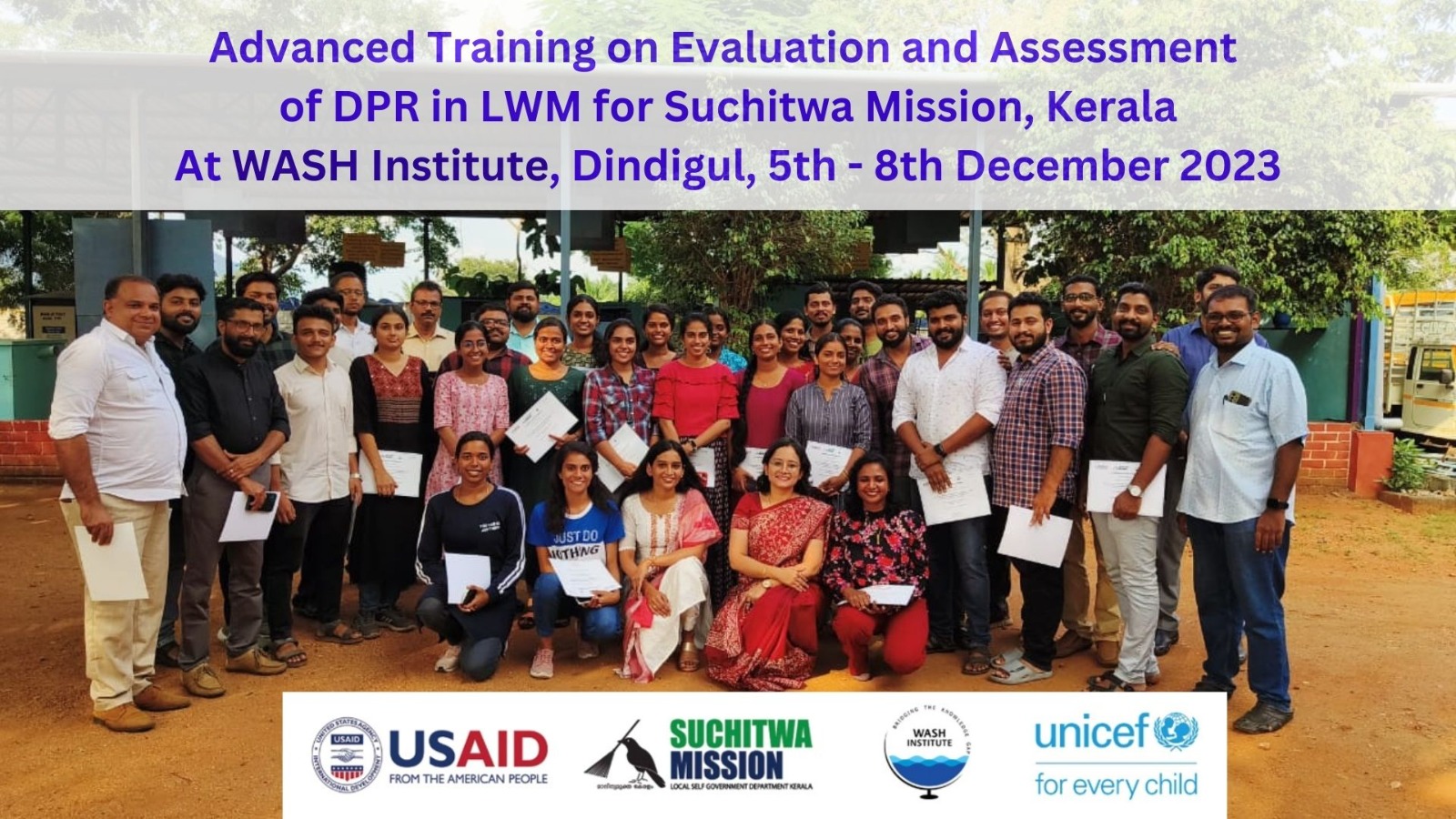 4 Day Advance Training from 5-8th December 2023 on Preparation and Evaluation of DPR in Liquid Waste Management Projects, WASH Institute, Dindigul, Tamil Nadu